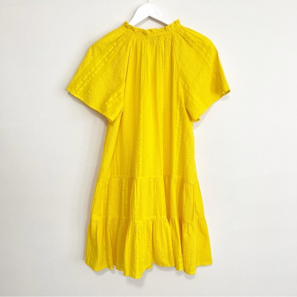 BOGO! J. Crew Ruffle Trim Tiered Dress in Cotton Dobby Yellow Size Small - Picture 5 of 9